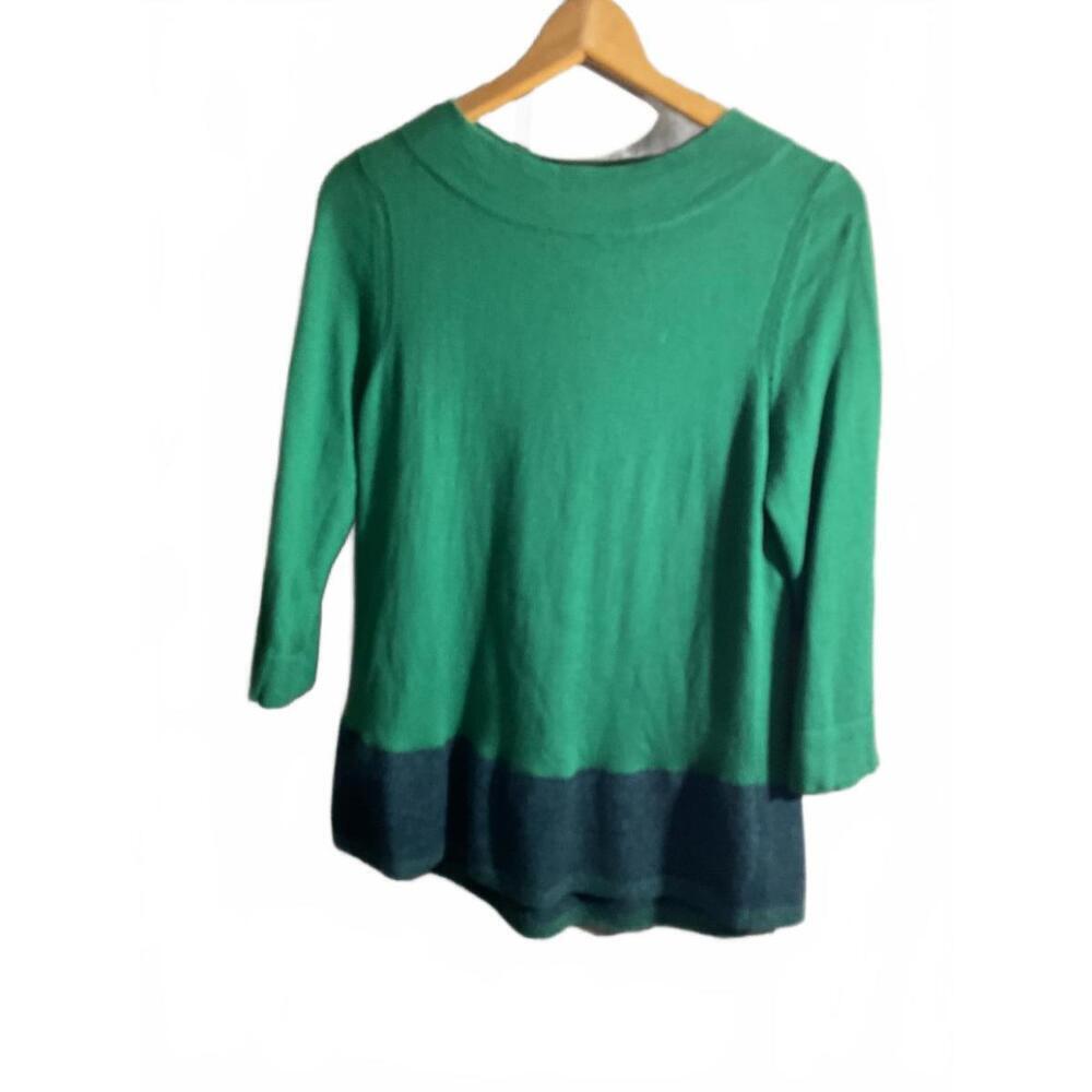 Angel of the North Cashmere Blend Green and Blue Women's Peplum Sweater Small
